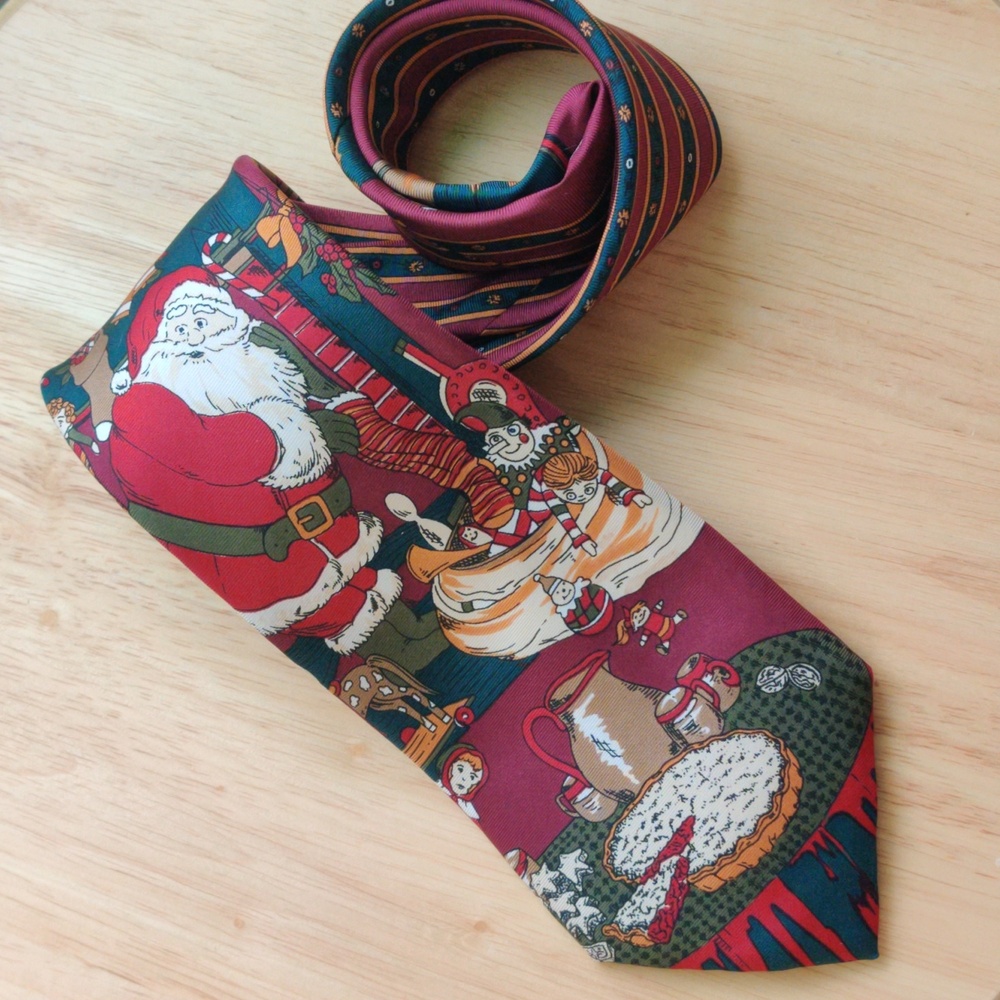 Vintage Kuppenheimer Silk Festive Santa Claus Necktie, NWOT